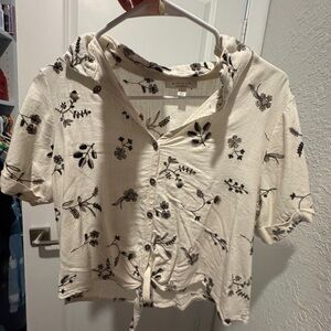 Floral Button-Up Crop Top